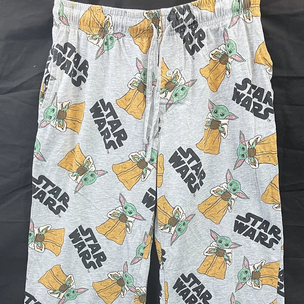 Star Wars Grey Grogu Sipping Tea Medium Drawstring Pajama Pants Size Medium